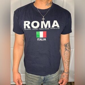 Roma Navy Blue Italia Graphic Tee with Italian Flag